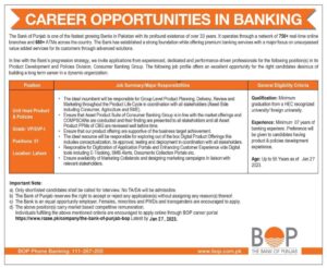 Latest Bank of Punjab Jobs 2023 - Latest Career Opportunities || Apply Now