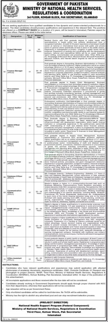 Latest Ministry of National Health Services Jobs 2024